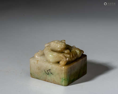 A CHINESE JADEITE SEAL,QING DYNASTY