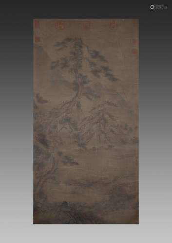 A CHINESE SILK PAINTING,MA YUAN,SONG DYNASTY