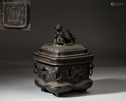 A CHINESE BRONZE CENSER,QING DYNASTY