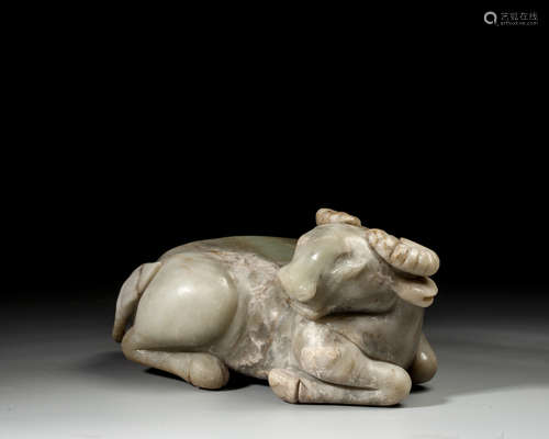 A JADE FIGURE OF BUFFALO,QING DYNASTY