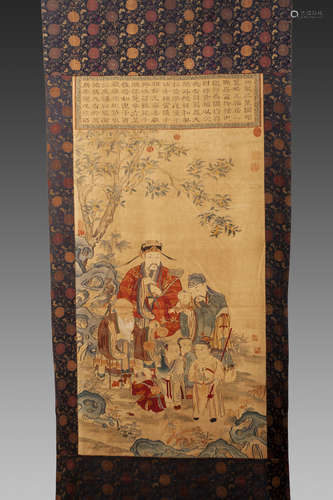 AN EMBROIDERED FLOWER PAINTING,QING DYNASTY