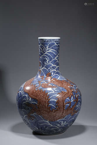 AN UNDERGLAZE-BLUE AND COPPER-RED TIANQIUPING,YONGZHENG PERI...