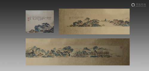 A CHINESE MIRROR PAINTED,,LANDSCAPE,PU RU,MODERN TIMES