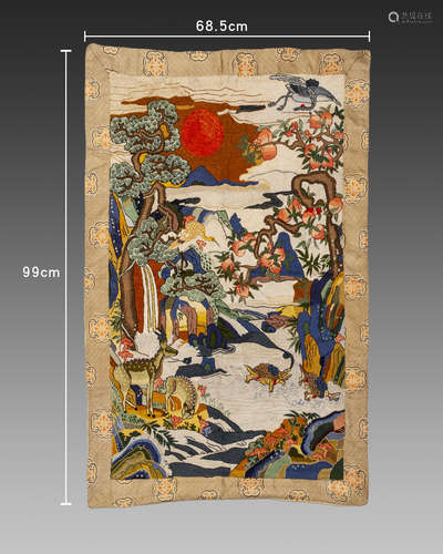 AN EMBROIDERED THANGKA OF  'AMITAYUS' ,QING DYNASTY