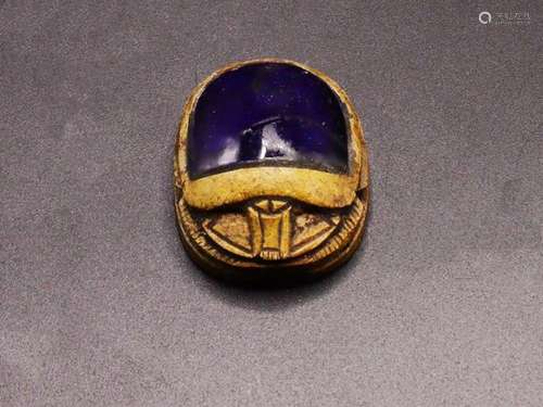 Egyptian Stone Scarab With Hieroglyphics