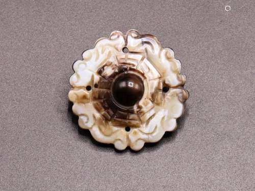 Tibetan Agate Dzi Bead Pendant Amulet