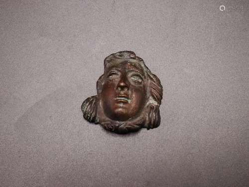 Roman Bronze Face Fragment Of A Goddess