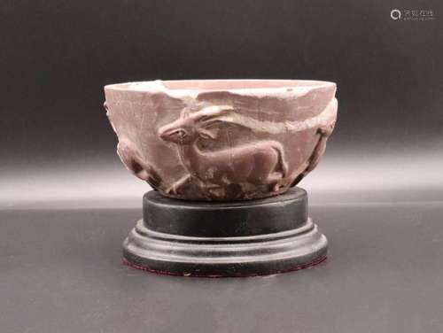 Roman Stone Antelope Embossed Bowl