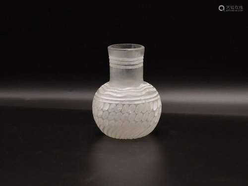 Roman Frosted Swirled White Glass Bottle