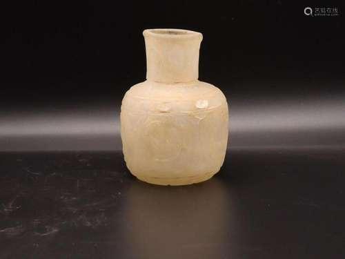 Roman Frosted White Glass Bottle