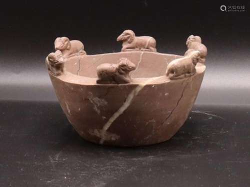 Roman Stone Goat Head Bowl