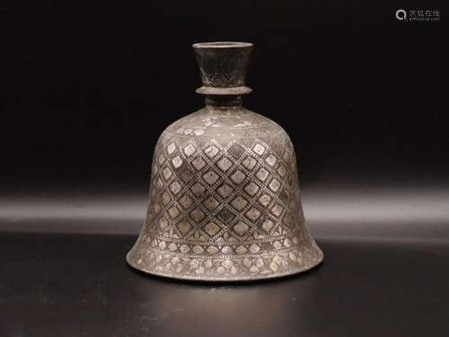 Indian Bidri Silver Inlay Hookah Base