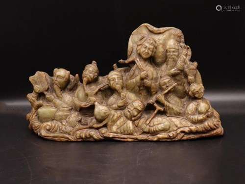 Rare Large Chinese Jade Buddha Figure Group