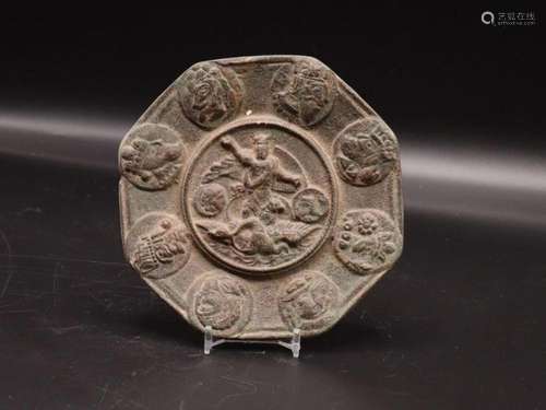 Chinese Bronze Warrior Mirror