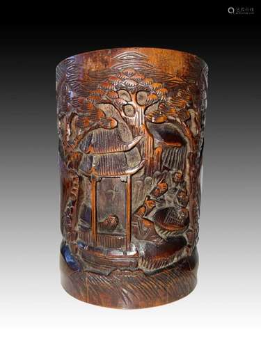 Chinese Bamboo Brush Pot, Qing Period