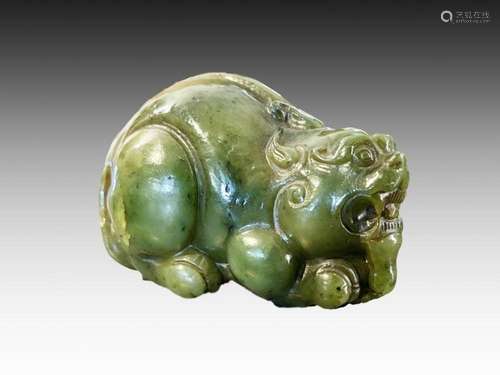 Chinese Spinach Jade Of Mythical Beast Figure