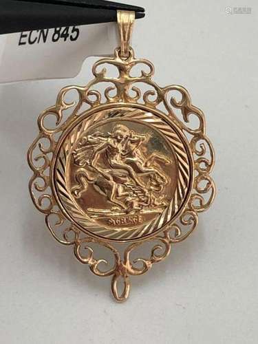 9k yellow gold pendant St George; 2.5g