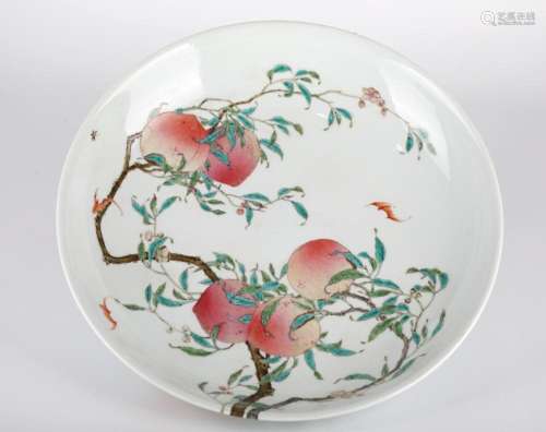Large Chinese Famille Rose Peach Dish