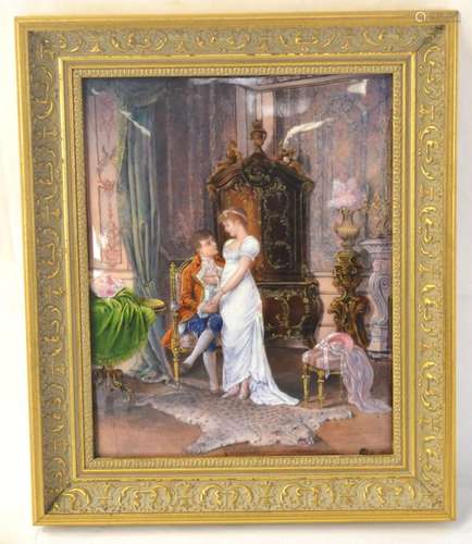 Good Limoges on Copper of Lover Plaque