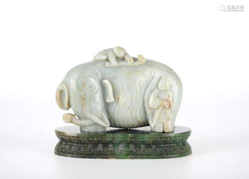 Chinese Carved Jade Figure of Elephant