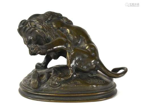 Good Barye Bronze Sculpture of Lion