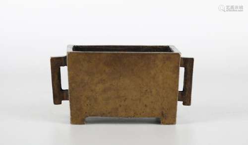 Chinese Bronze Rectangular Incense Burner