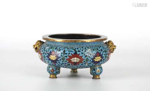 Chinese Cloisonne Tripod Incense Burner