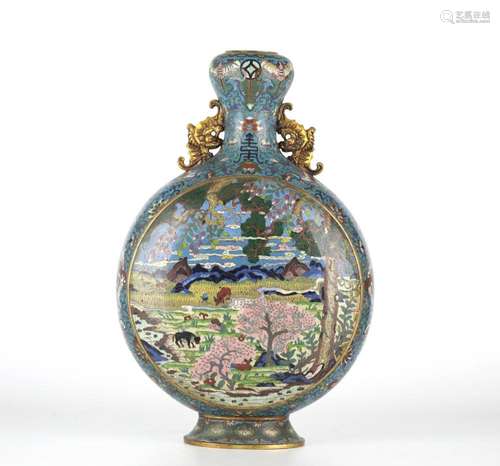 Large Chinese Cloisonne Moon Flask Vase