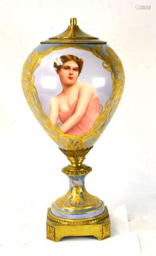 Large Royal Vienna Portrait Vase Lamp