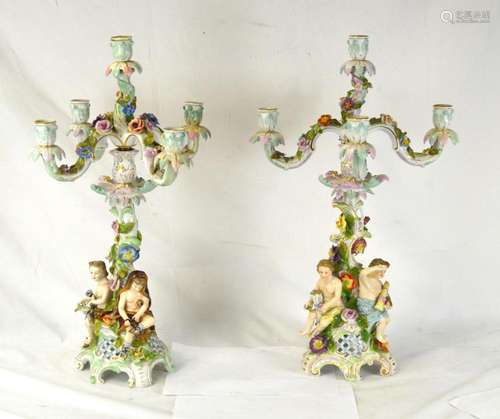 Pr Meissen Style Figure Candelabras