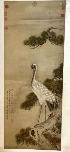 Chinese Painting Scroll of Crane