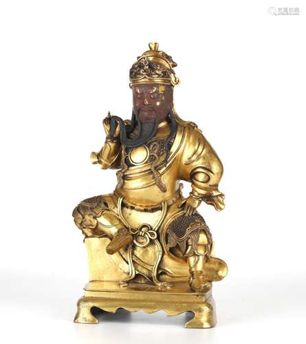 Chinese Gilt Bronze Figure of Guangong