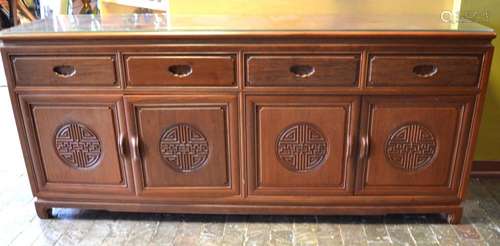 Chinese Carved Hardwood Long Side Table