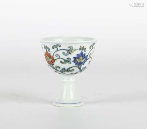 Chinese Doucai Glazed Stem Cup