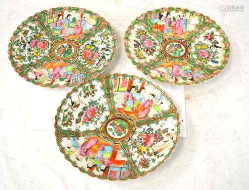 Three Pcs of Chinese Rose Medallion Plates