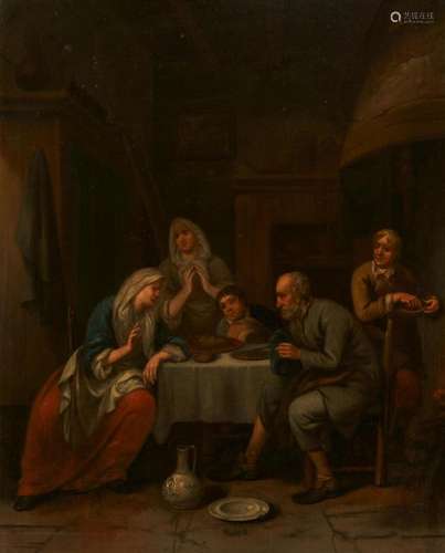 Bernardus van Schendel: Interieur mit Familie am Tisch