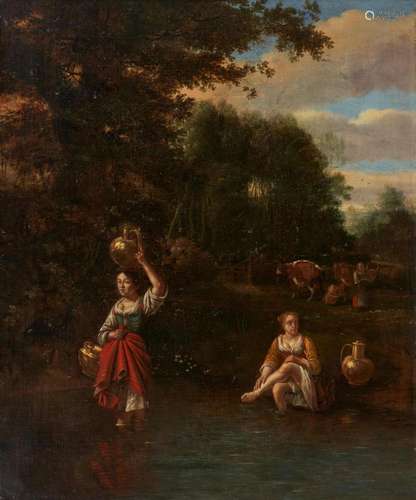 Jan Siberechts: Waldlandschaft mit Frauen am Wasser