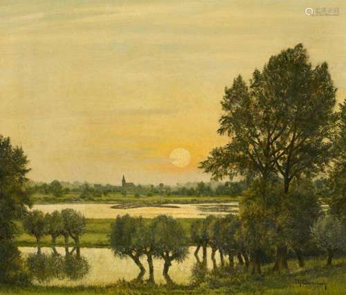 Max Clarenbach: Abendstimmung am Niederrhein