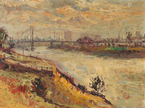 Anton Woelki: Der Rhein bei Düsseldorf