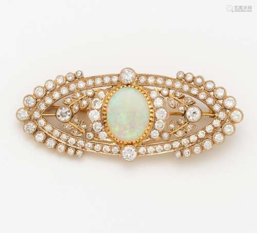 Opal-Diamant-Brosche