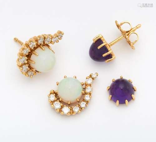 Opal-Amethyst-Diamant-Ohrstecker