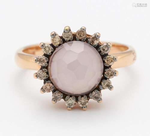 Rose Quartz-Diamond-Ring