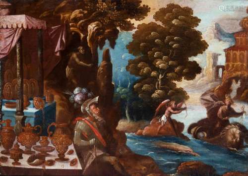 Spanish school, 17th century. "Amphitrite emerging from...