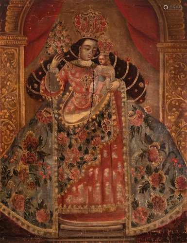 Novohispana School; XVII century. "Virgin with the Chil...