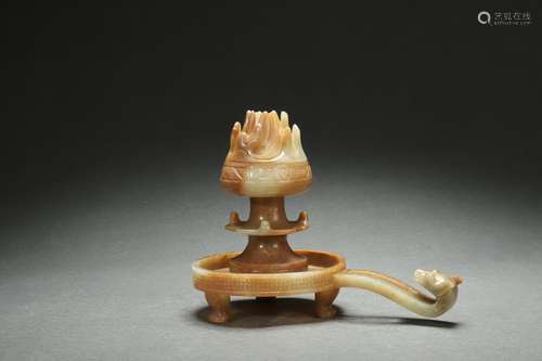 Jade Incense Burner with Dragon Head