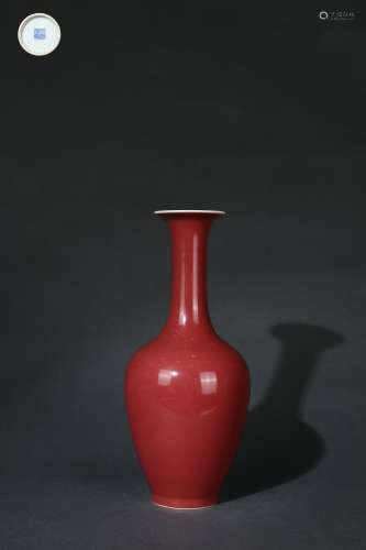 Chinese Red Glazed Vase, Qianlong Reign Priod, Qing Dynasty