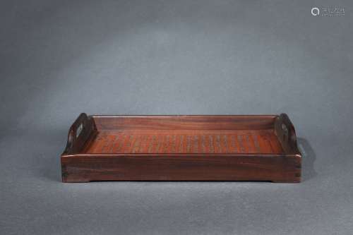 Red Sandalwood Tray with Poem Design
