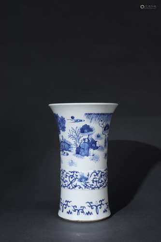 Blue-and-white Flower Vase, Shunzhi Reign Period, Qing Dynas...