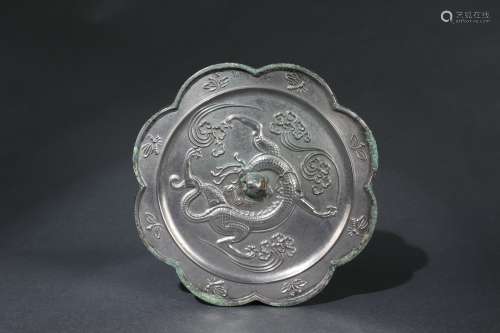 Bronze Mirror with Dragon Design