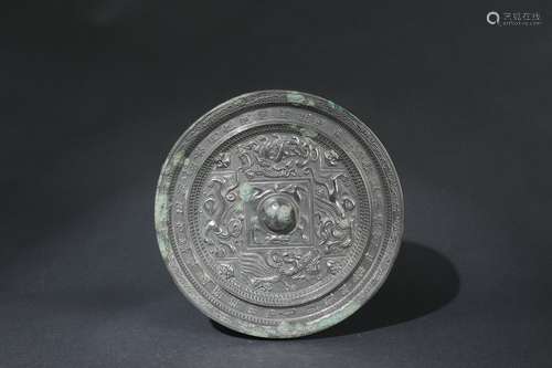 Bronze Mirror with Dragon Design